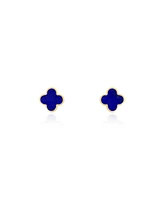 The Lovery Mini Lapis Clover Stud Earrings 14K Gold