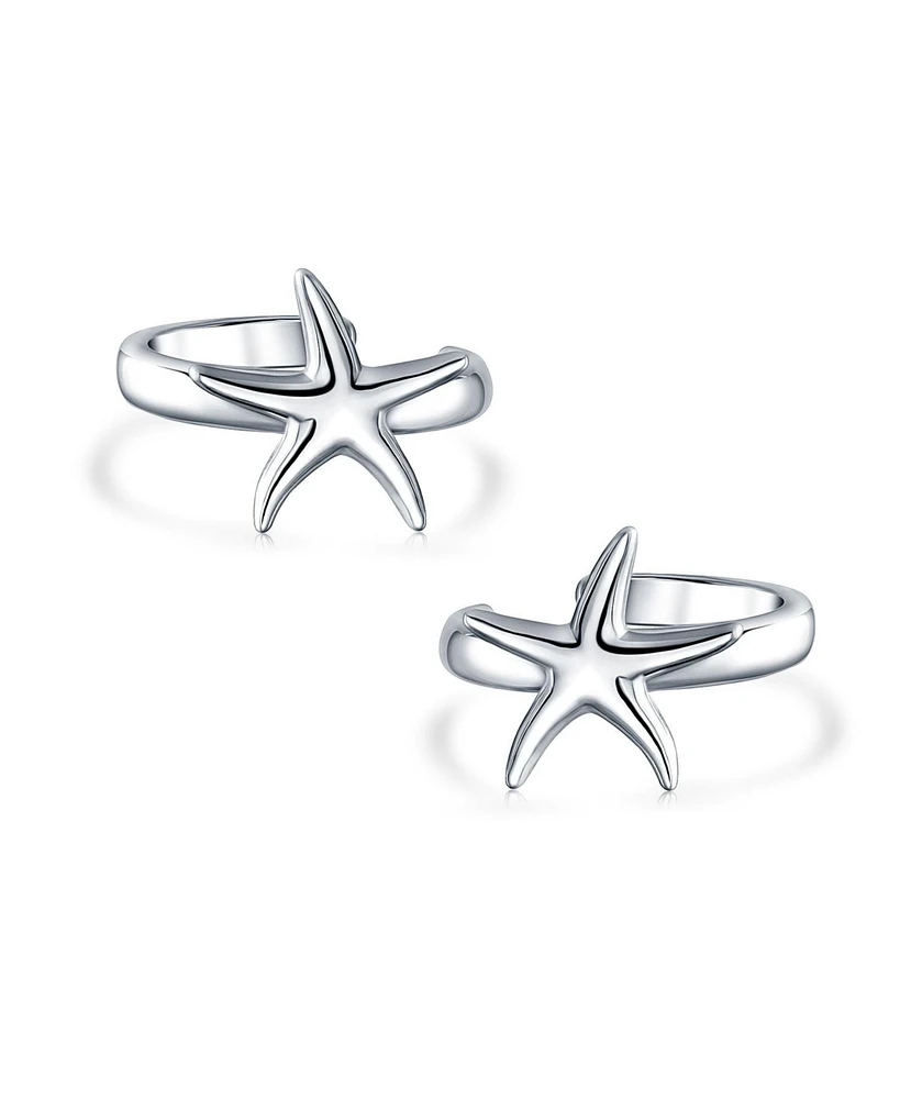 Bling Jewelry Hawaii Ocean Starfish Ear Cuff Cartilage Set Sterling Silver Earrings