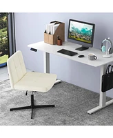 Upholstered Cross-Legged Office Chair with Oversized U-Shaped Seat Comfortable and Stylish Desk
