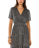 Vince Camuto Women's Shine Smocked Waist Tiered Midi Dress