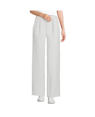 Lands' End Women's Knit High Rise Pleated Wide Leg Pants