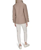 Cole Haan Signature Women's 29" Loose Fit Pinstripe Rain Jacket