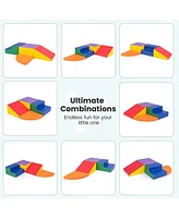 4-Piece Climb and Crawl Foam Block Play Set Safe and Soft Playground for Infants and Babies
