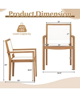 Stackable Outdoor Dining Chair Set of 2 with Acacia Wood Frame