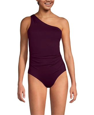 Lands' End Women's Shirred One Shoulder Piece Swimsuit