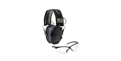 Walker s Razor Slim Electronic Muff (Black Patriot Version) with Glasses (Clear)