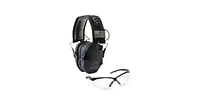 Walker s Razor Slim Electronic Muff (Black Patriot Version) with Glasses (Clear)