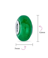 Bling Jewelry Dyed Green Jade Charm Bead Sterling Silver European Bracelet