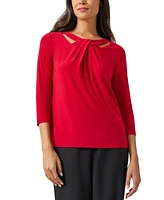Kasper Women's 3/4 Sleeve Knot Front Jersey Top