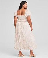 And Now This Trendy Plus Printed Puff-Sleeve Maxi Dress, Exclusively at Macy's