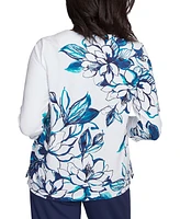 Alfred Dunner Petite Floral 3/4-Sleeve Crewneck Top