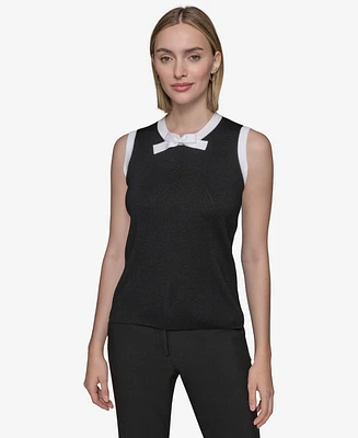 Karl Lagerfeld Paris Women's Bow-Tie Sleeveless Sweater