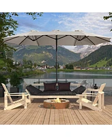 15 Ft Patio Umbrella with Base Included Outdoor Double-sided Extra Large Table Market