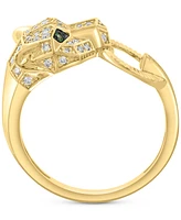 Effy Diamond (1/4 ct. t.w.) & Tsavorite Accent Jaguar Ring in 14k Gold