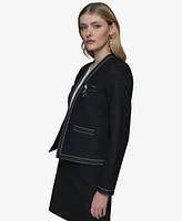 Karl Lagerfeld Paris Women's Cropped Ribbon-Embellished Jacket