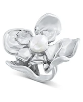 I.n.c. International Concepts Silver-Tone Imitation Pearl Flower Statement Ring, Exclusively at Macy's