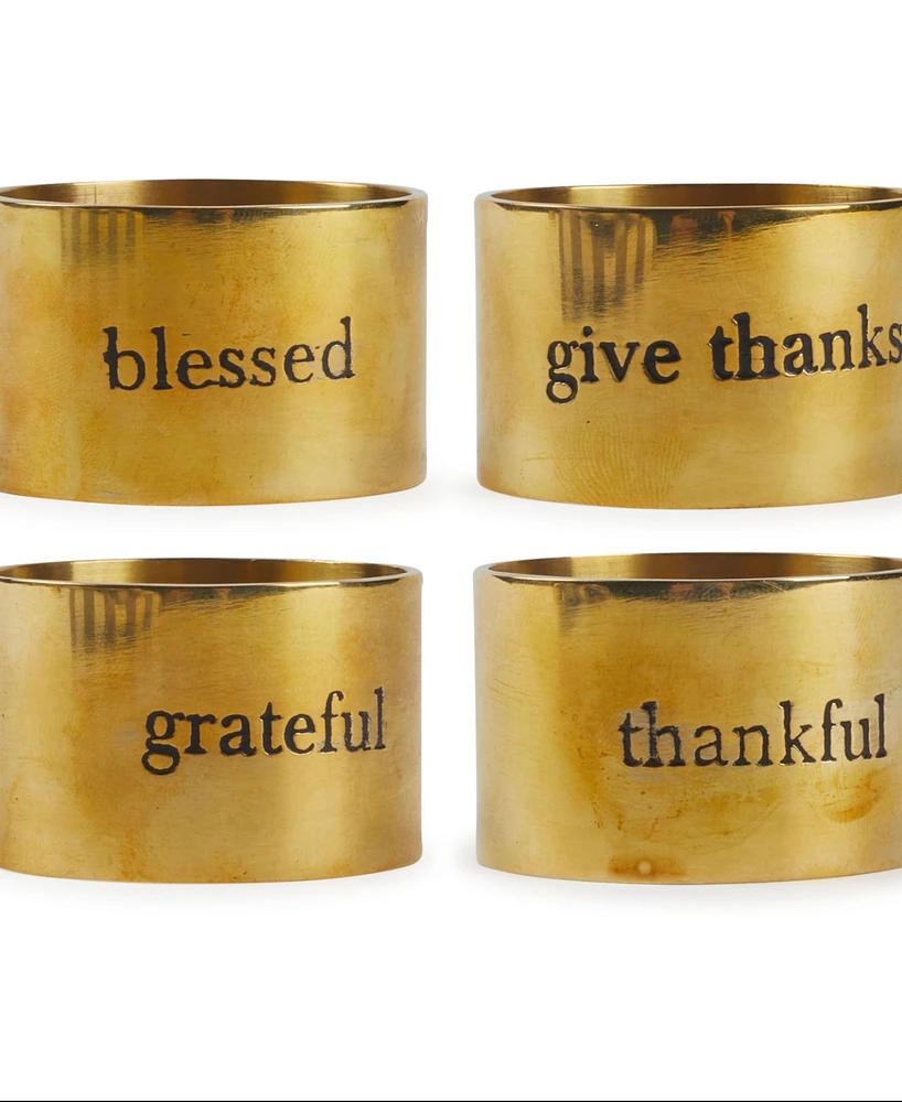 Design Imports Assorted Always Grateful Napkin Ring, Set of 4