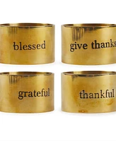 Design Imports Assorted Always Grateful Napkin Ring, Set of 4