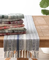 Design Imports Braided Stripe Jacquard Fringe Table Runner, 15" x 108"