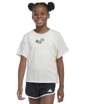 adidas Big Girls Logo Graphic Short-Sleeve Drop-Shoulder T-Shirt