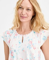Charter Club Women's Cotton Flutter-Sleeve Chemise, Exclusively at Macy's