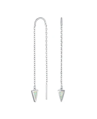 Bling Jewelry Delicate Arrow Triangle Opal Inlay Dangle Earrings Sterling Silver