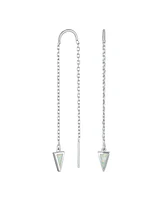 Bling Jewelry Delicate Arrow Triangle Opal Inlay Dangle Earrings Sterling Silver