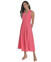 Calvin Klein Women's V-Neck Twist-Front Midi Dress