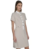Calvin Klein Women's Short-Sleeve A-Line Scuba Shirtdress