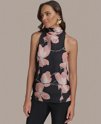 Donna Karan New York Women's Sleeveless Floral High-Neck Top