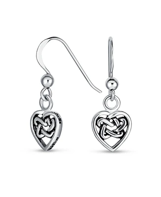 Bling Jewelry Bff Celtic Infinity Knot Heart Dangle Earrings Sterling Silver Fish Hook