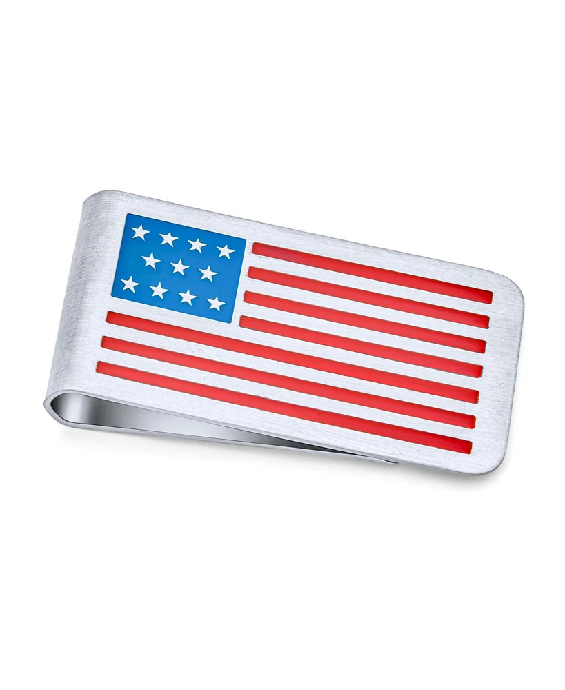 Bling Jewelry Patriotic Usa Flag Money Clip Red White Blue Stars Stripes Design