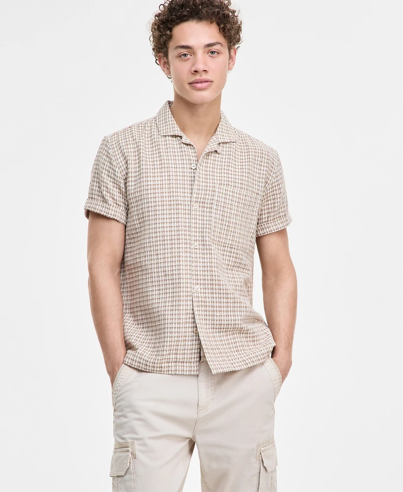 Sun + Stone Men's Hovey Textured Check Shirt, Exclusively at Macy's