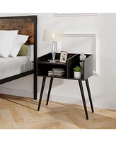 Mid Century Modern Nightstand with Open Shelves
