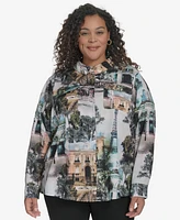 Karl Lagerfeld Paris Plus Whimsical Paris-Print Shirt, Exclusively at Macy's