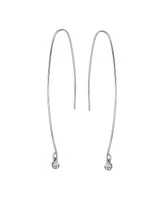 Bling Jewelry Minimalist Dangle Chandelier Earrings with Cubic Zirconia in Sterling Silver