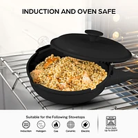 Zuka Everyday Pan Qt. Ceramic 10 1 Nonstick Multi-Functional Saute with Lid, Nylon Spoon