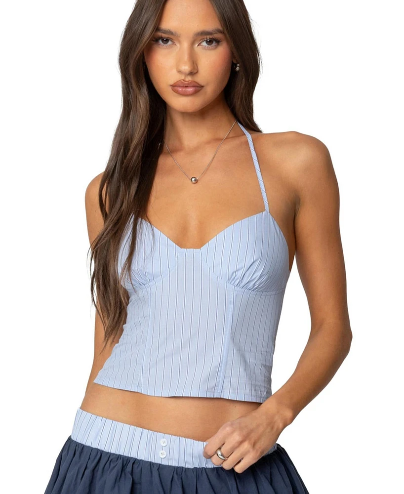 Edikted Womens Janey Striped Halter Corset