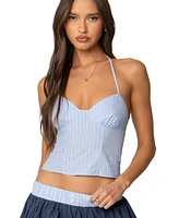 Edikted Womens Janey Striped Halter Corset