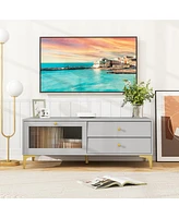 Tv Stand with Storage Compartment and Drawers Modern Entertainment Center for Living Room