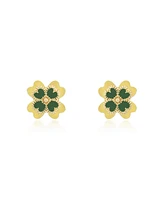 The Lovery Enamel Four Leaf Clover Stud Earrings 14K Gold