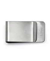 Bling Jewelry Two Tone Black Enamel Greek Key Money Clip for Men Stainless Steel Card Holder