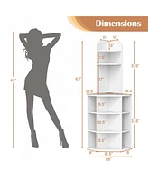 6-Tier Corner Shelf 63" Tall Corner Bookshelf with 2 Usb Ports & Charging Station