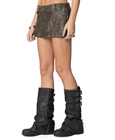 Edikted Womens Bar Washed Faux Leather Mini Skort