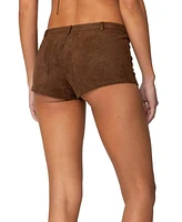 Edikted Womens Sloane Faux Suede Micro Shorts