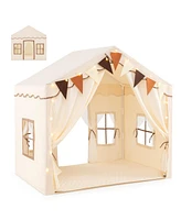 3-4 Kids Large Play Tent House with 2 Opening Doors and Star Lights