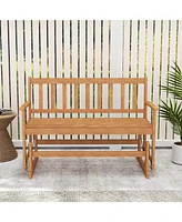 2-Person Outdoor Acacia Wood Glider Bench Patio Swing Rocking Loveseat