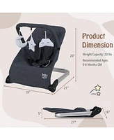 Foldable Baby Bouncer with Removable Fabric Cover and Toy Bar
