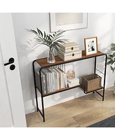 Console Table with Storage Shelf Modern Accent Table for Living Room Organization