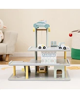 Parking Garage Playset with 4 Cars & Helicopter Fun Toy for Kids